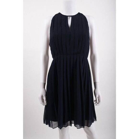 J.CREW Dresses & Skirts - J.Crew Womens Pleated Dress A-Line Chiffon Sz 0 Navy Blue Style 46157